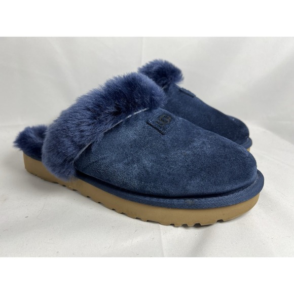 UGG Shoes - UGG AUSTRALIA REAL Sheepskin! Slide Slippers  Womens Sz 9 Shoes Navy VGUC